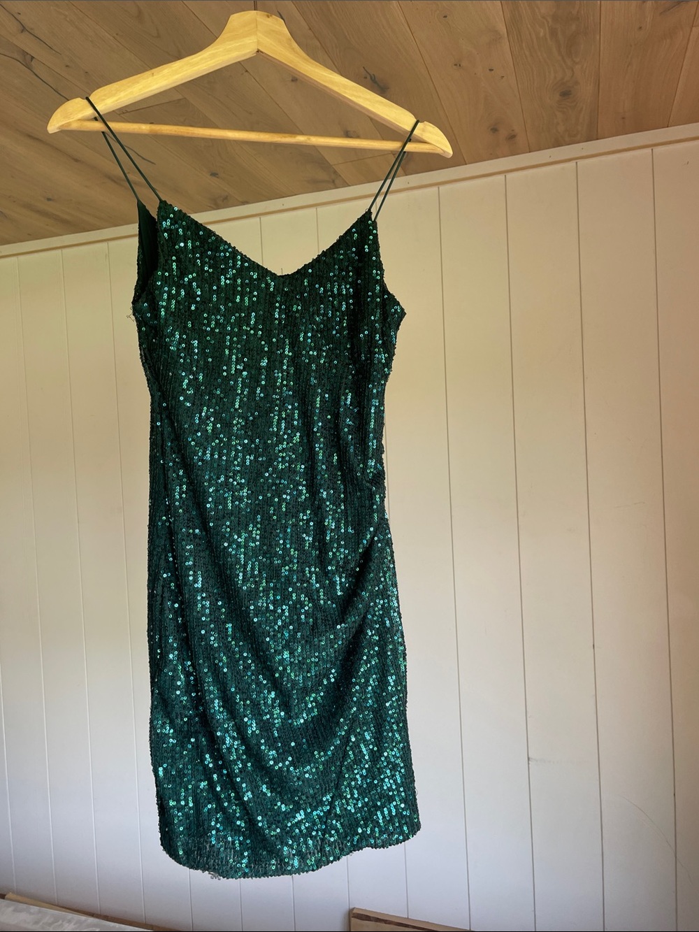 Emerald Sequin Slip Dress